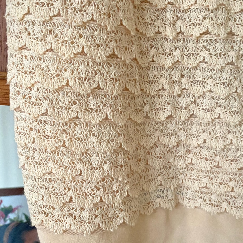 Madewell silk lace capped sleeve eggshell color blouse - Picture 4 of 10